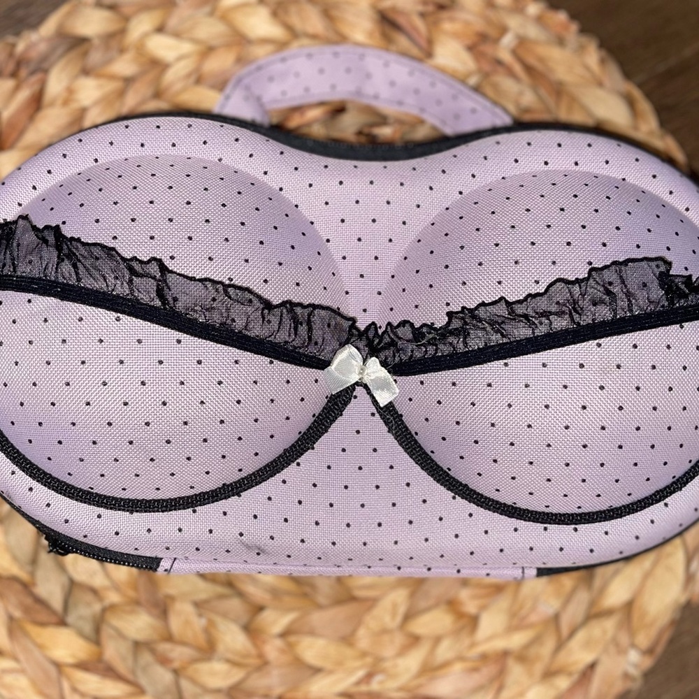 Travel Elegant Polka Dot Bra Case - Purple
